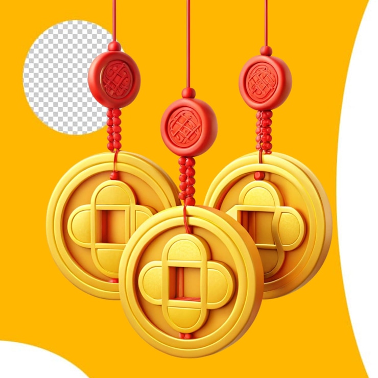 PSD 3d hanging gold coins
