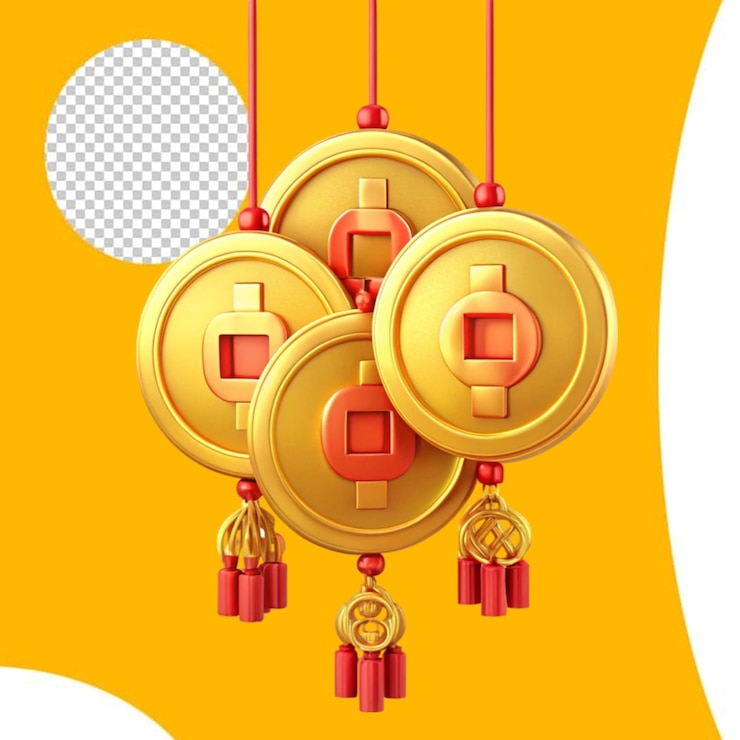 PSD 3d hanging gold coins