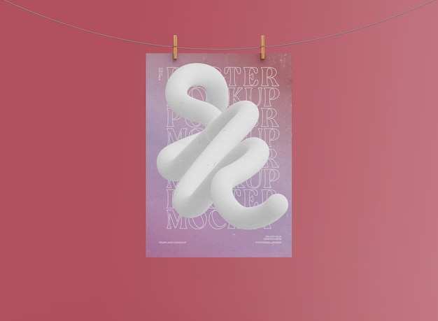 Mockup di poster da appendere 3d