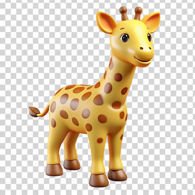 3d happy baby giraffe isolated on transparent background