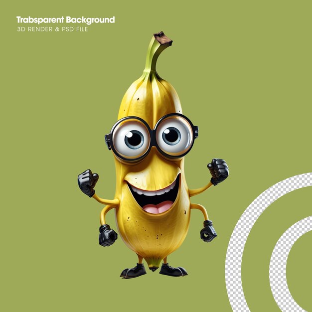 PSD 3d happy banana character