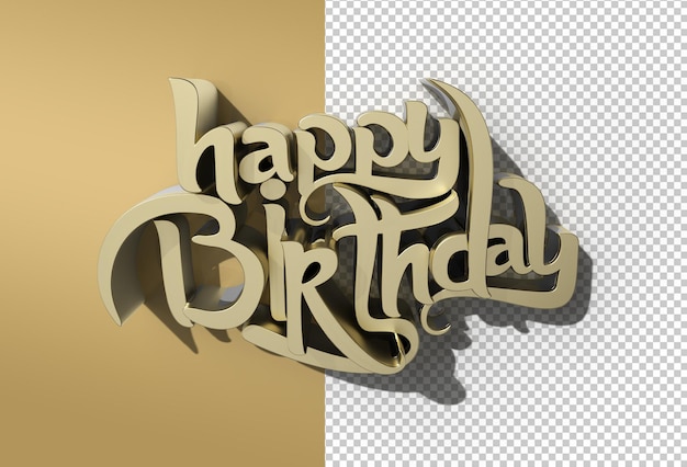 3D Happy Birthday Metal Tekst Przezroczysty plik Psd