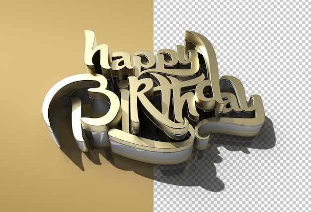 3d Happy Birthday Metal Tekst Przezroczysty Plik Psd