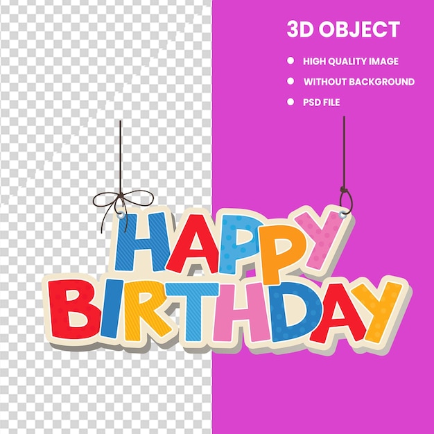 3d happy birthday vector