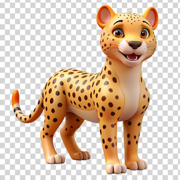 PSD cheetah felice 3d isolato su uno sfondo trasparente