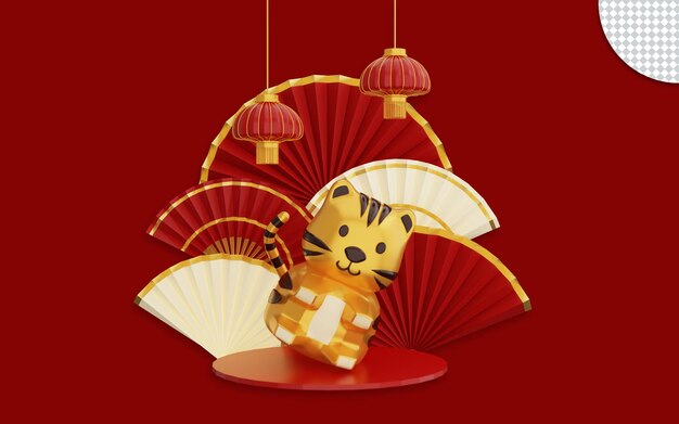 3d happy chinese new year on red background