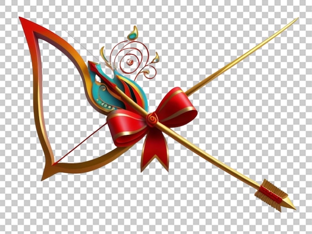 3d happy dussehra card with bow and arrow on white background