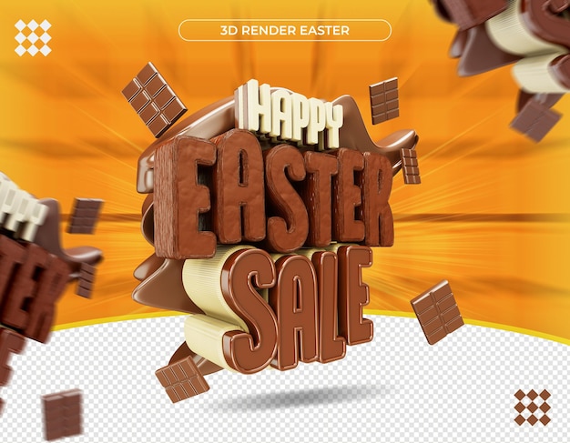 Etichetta di pasqua felice 3d nella rappresentazione realistica