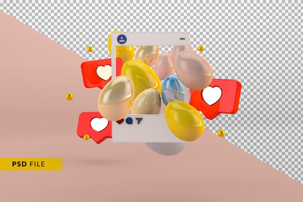 3d happy easter social media concept