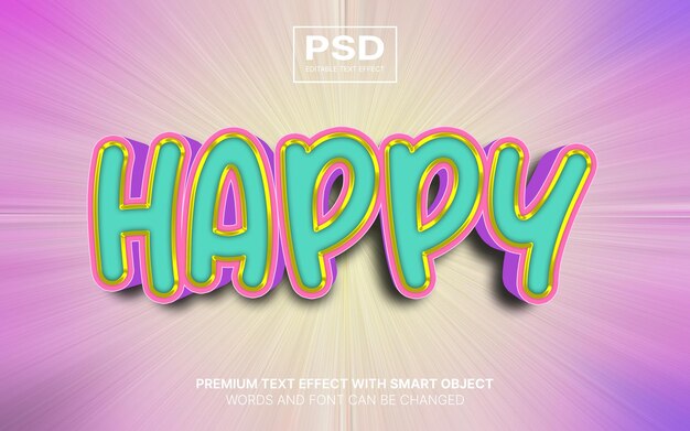 3d happy editable text effect