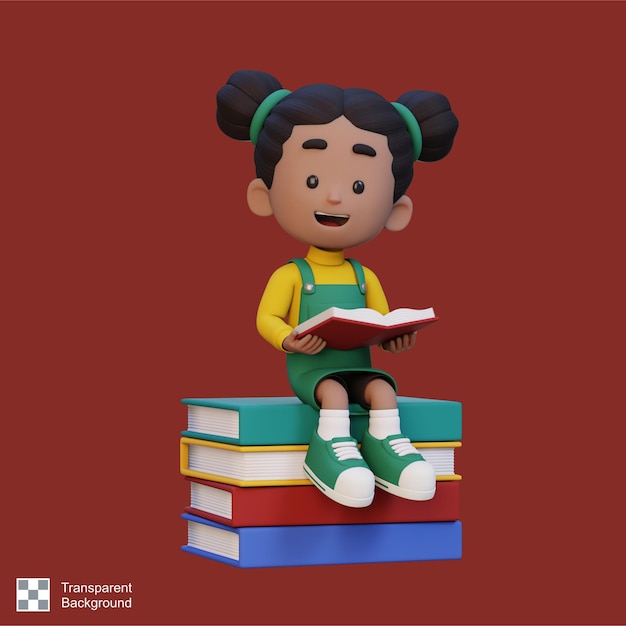 3D ハッピーガール キャラクター 読書