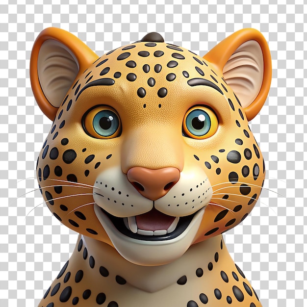 3d happy jaguar isolated on transparent background