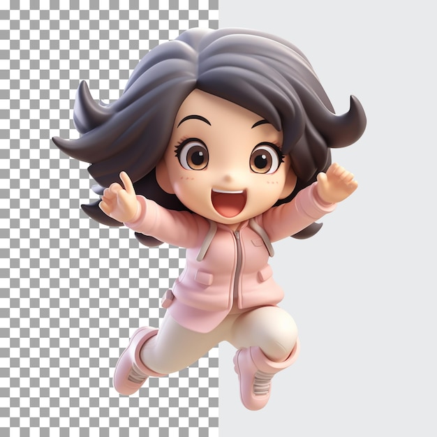 PSD 3d happy jump girl