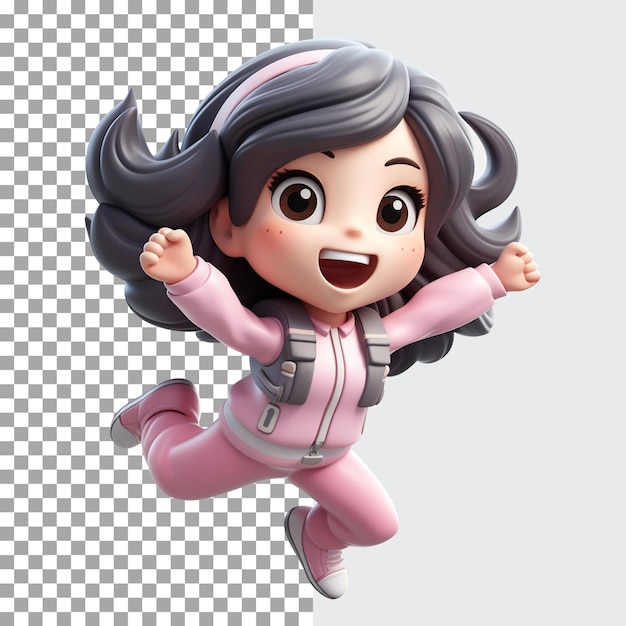 PSD 3d happy jump girl