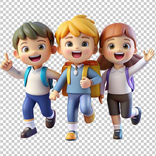 PSD 3d happy kids back to school transparent background