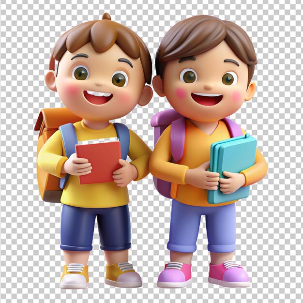 PSD 3d happy kids back to school transparent background