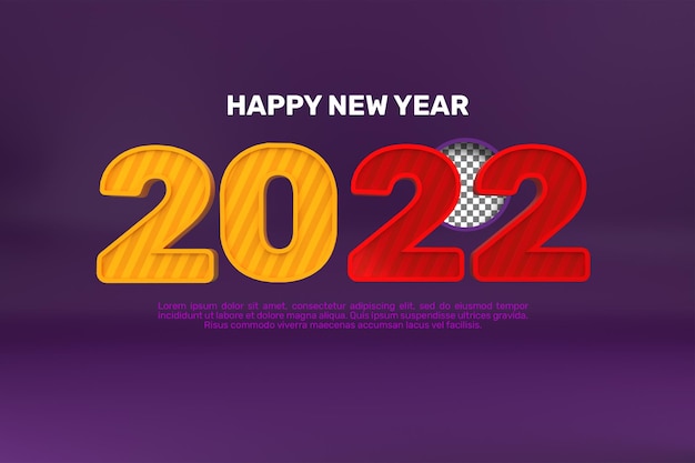 Modello 3d felice anno nuovo 2022 banner