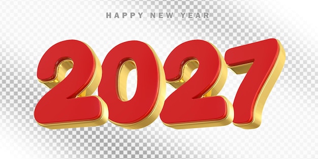 3D Happy New Year 2027 Red