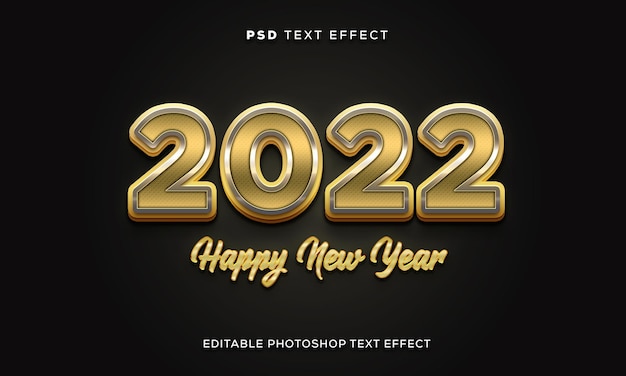 3d happy new year text effect template with gold color