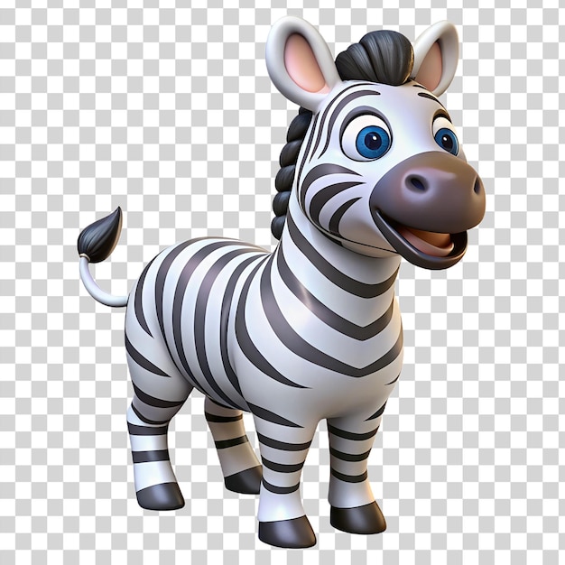 3d happy zebra isolated on transparent background