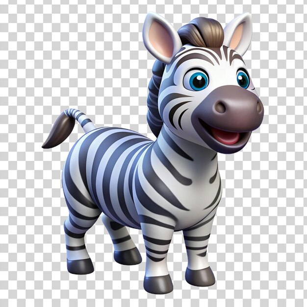 3d happy zebra isolated on transparent background