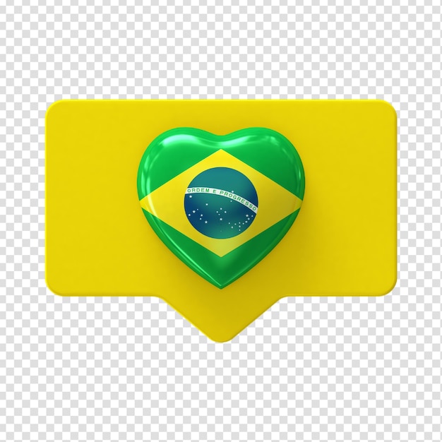 3d hart met vlag van brazilië brazilië