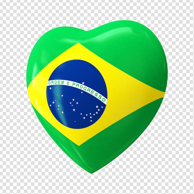 3d hart met vlag van brazilië brazilië