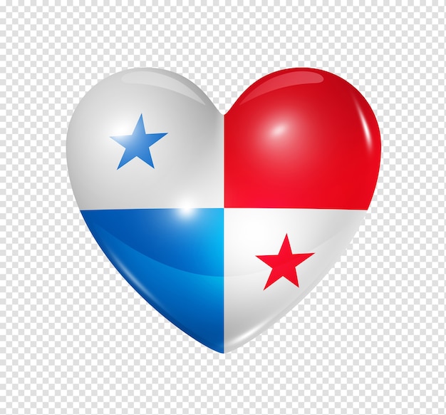 3D hart Panama vlagpictogram geïsoleerd