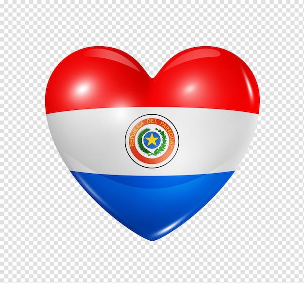 3D hart Paraguay vlagpictogram geïsoleerd