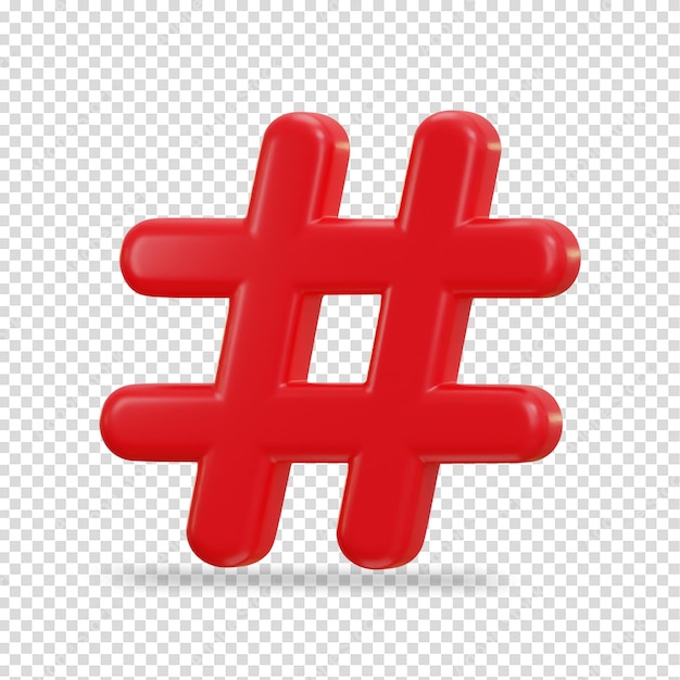 PSD 3d hashtag icon vector illustration