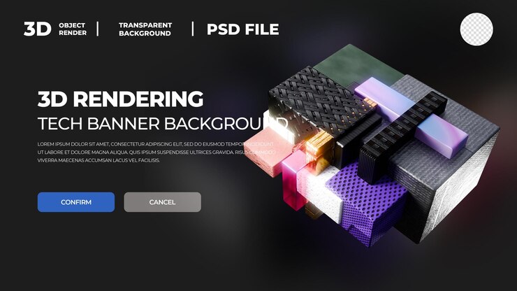 PSD 3d hd rendering tech poster cover template psd layered