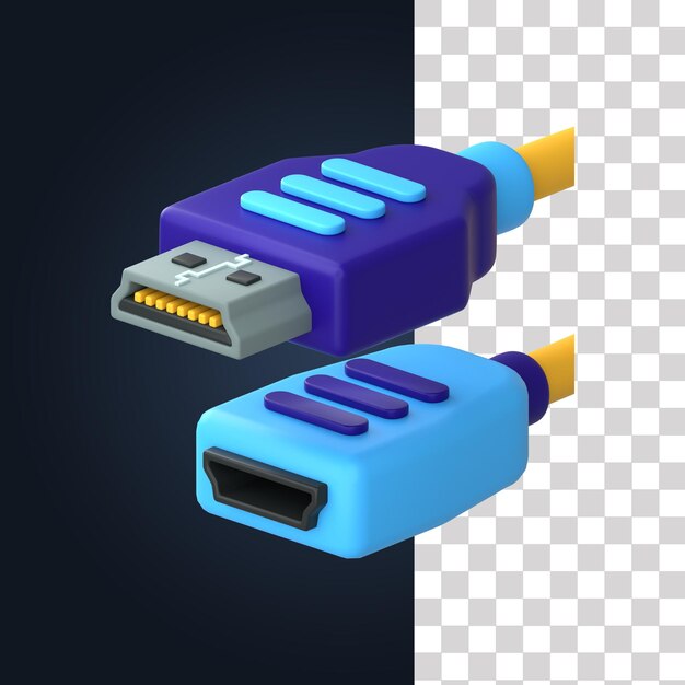 PSD 3d hdmi port illustration