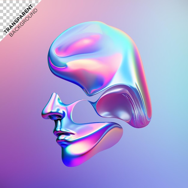 3d head fluid holographic illustration