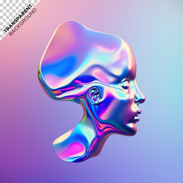 PSD 3d head fluid holographic illustration