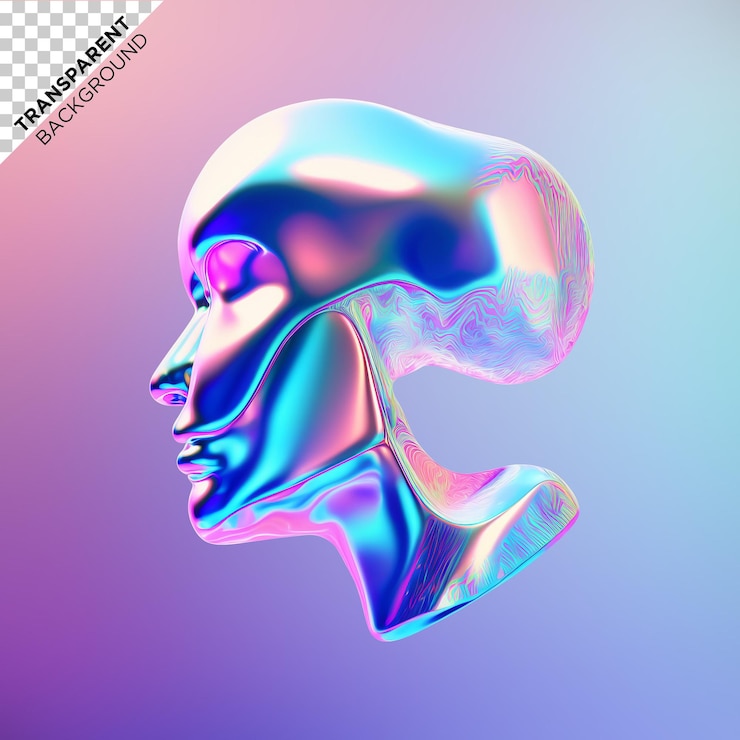 PSD 3d head fluid holographic illustration
