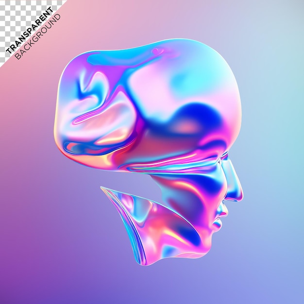 PSD 3d head fluid holographic illustration