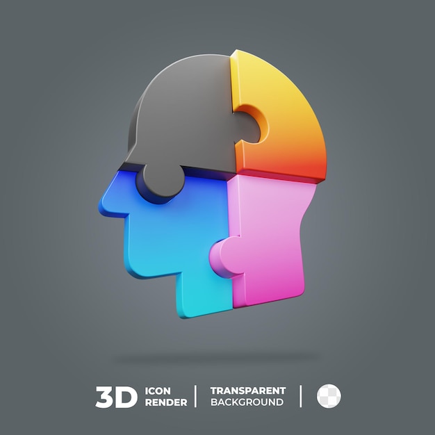 PSD 3d head icon puzzle jigsaw