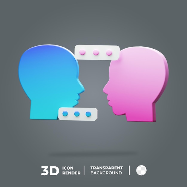 3d head icon talking