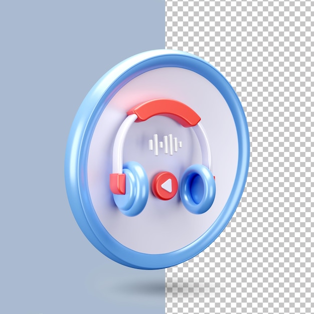 3d headphone icon rendering isolated