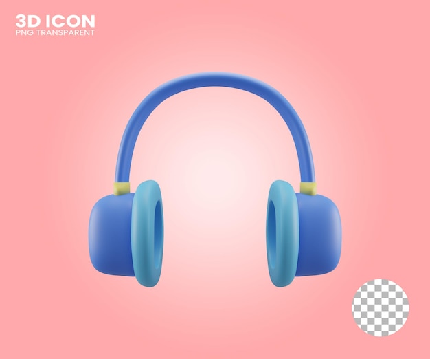 PSD 3d headphone illustration with isolated 3d rendered