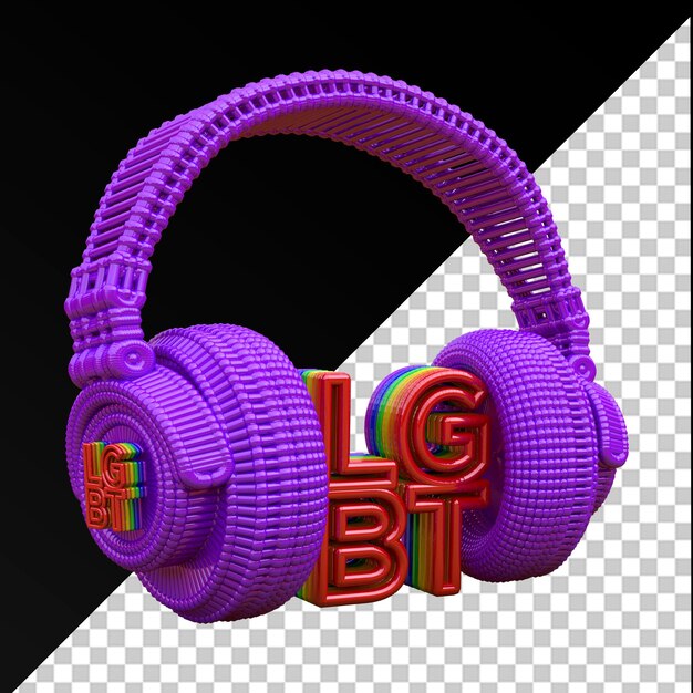 3D Headphone LGBT Pride Symbol Purple