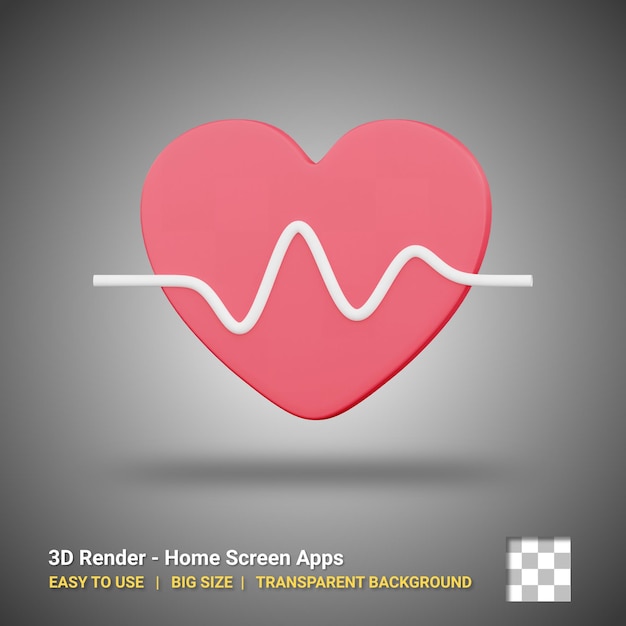 PSD 3d health app icon illustration with isolated design