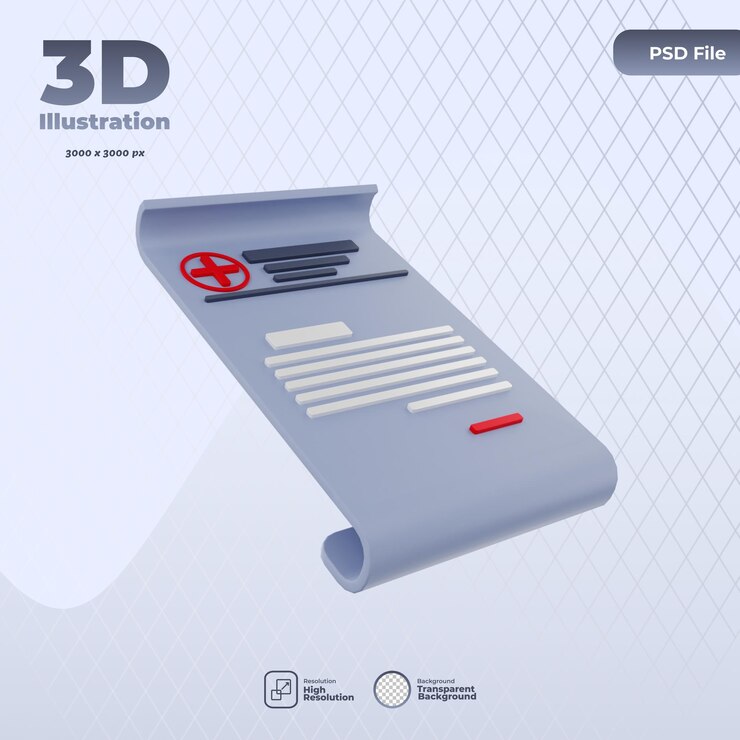 PSD 3d иллюстрация значка медицинского страхования
