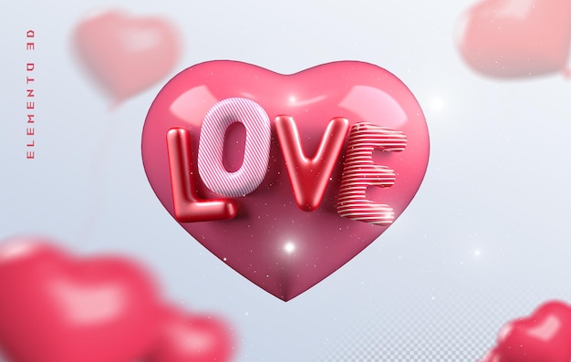 PSD 3d heart or 3d love letter font