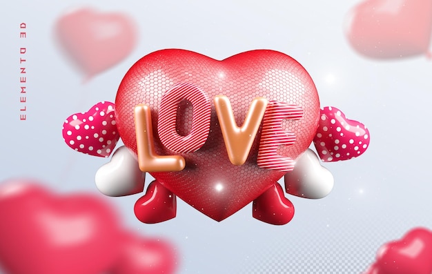 PSD 3d heart or 3d love letter font