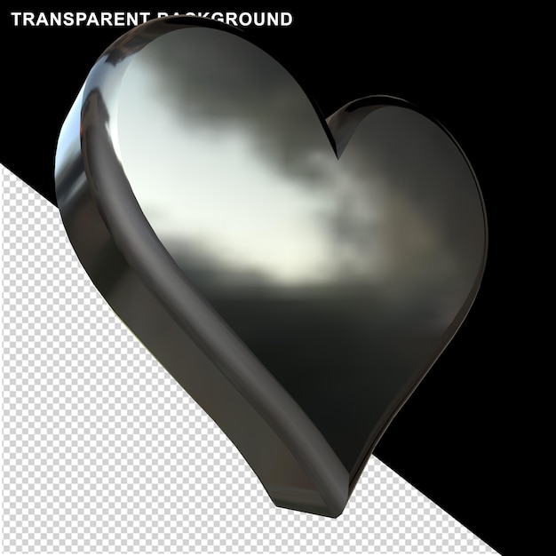 3D heart in black