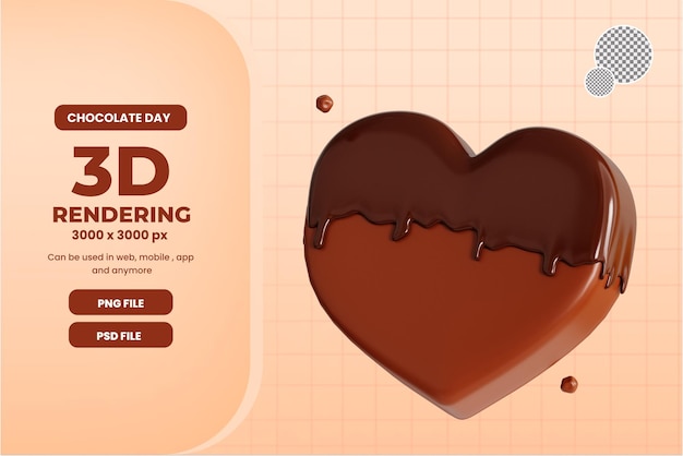 3d Heart Choco Object Ilustracja Premium Psd