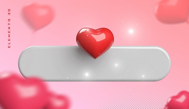 PSD 3d heart label empty valentines day