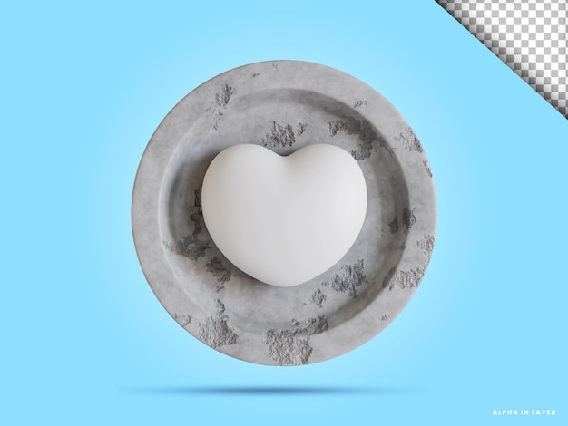 3d heart love coin illustration in transparent background