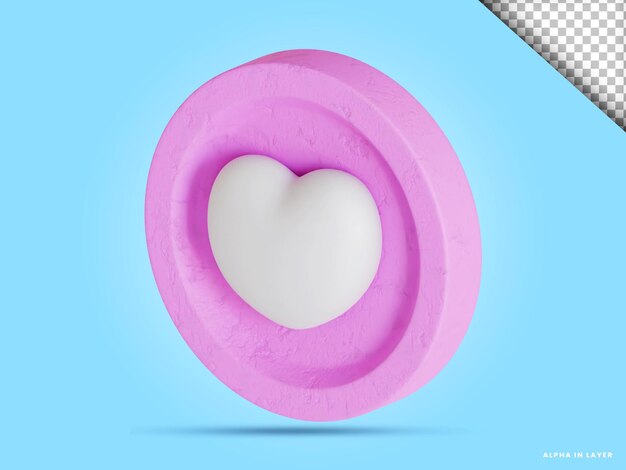 3d heart love coin illustration in transparent background